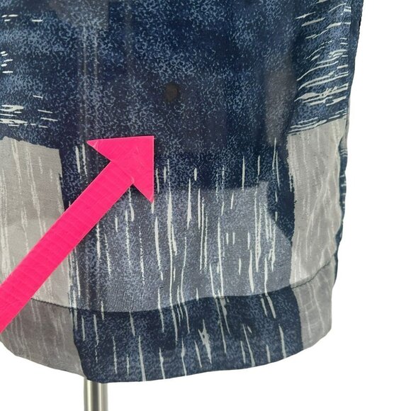 Lee Mathews Silk Oversized Check Blue Gray Sheer Button Jacket Womens 4-6 - Picture 7 of 10